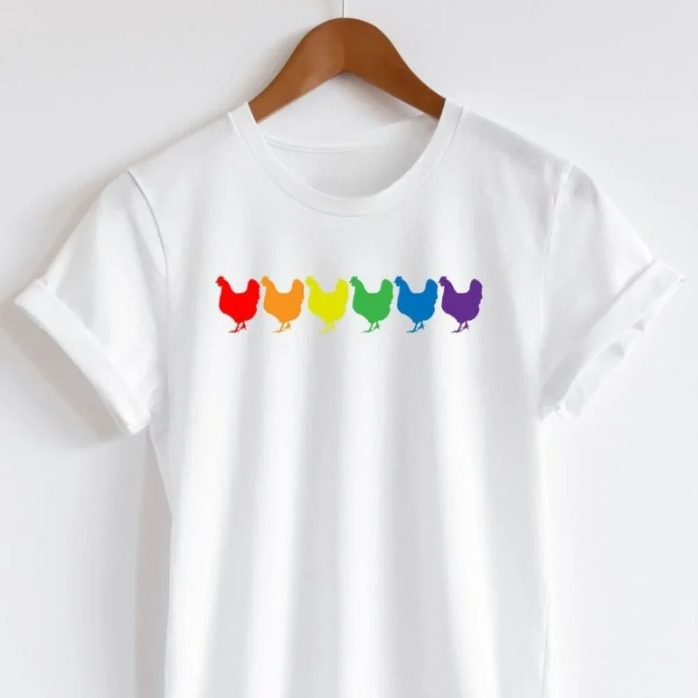 Pride Chicken Shirt Lgbtq Farm Animal Shirt Rainbow Chicken Shirt